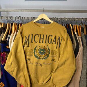Vintage 90s Yellow Danaggers Michigan Wolverines Crewneck Sick Graphic Size Larg